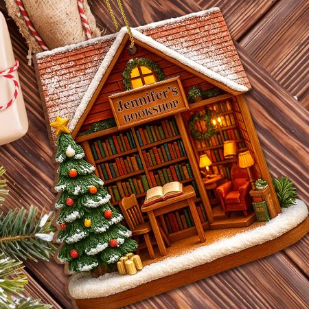 Find The Perfect Story In A Charming Bookshop - Personalized Custom Wood Ornament, Custom Shaped